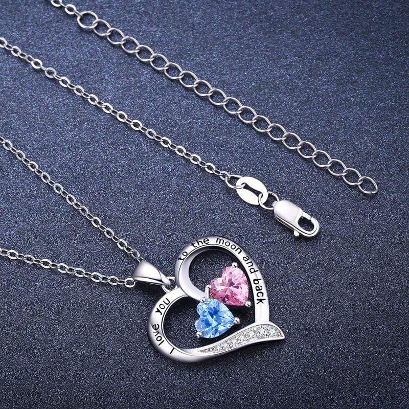 I Love You to The Moon and Back Opal Moon and Star Heart Necklace Jewelry Silver mylongingnecklace