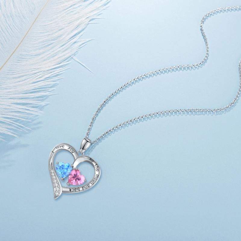 I Love You to The Moon and Back Opal Moon and Star Heart Necklace Jewelry Silver mylongingnecklace