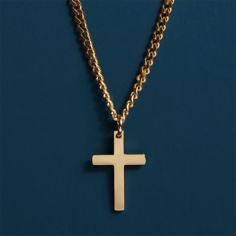 Father's Day Gift Cross Necklace 3mm Cuban Chain Necklace for Man