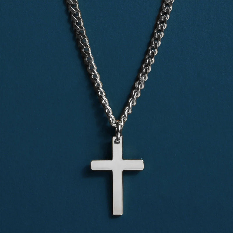 Cross Necklace 3mm Cuban Chain Necklace for Man