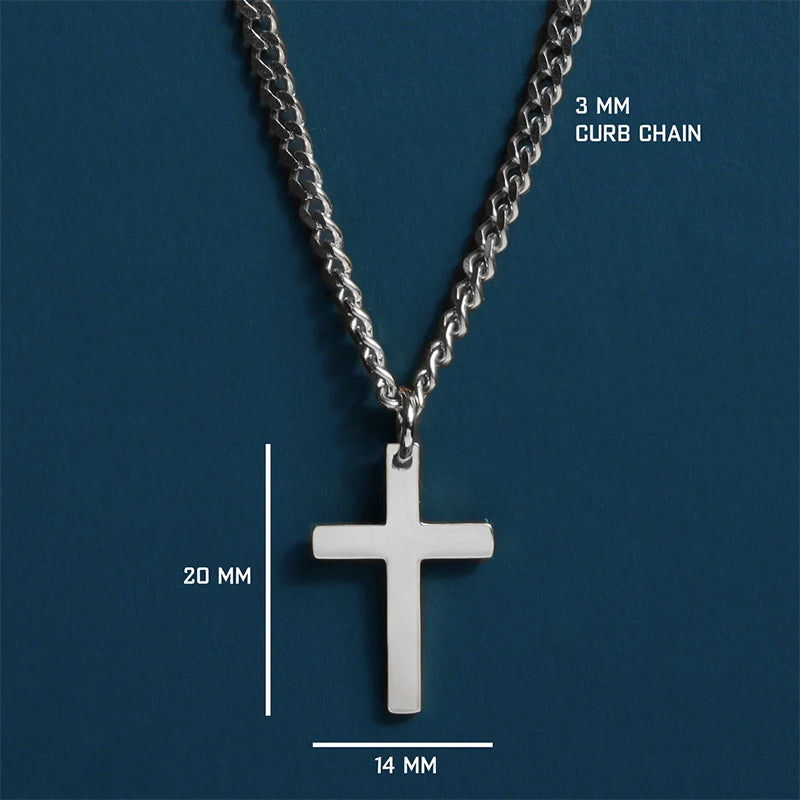 Cross Necklace 3mm Cuban Chain Necklace for Man