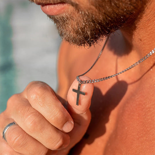 Father's Day Gift Cross Necklace 3mm Cuban Chain Necklace for Man