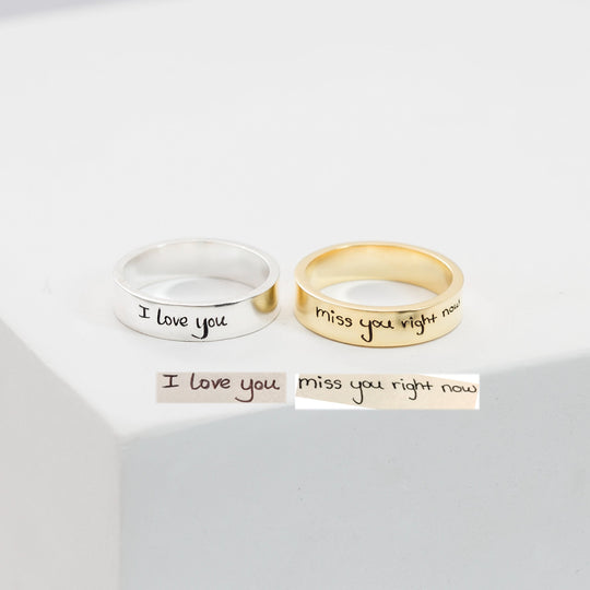 Engraved handwriting Ring Personalized Handwriting Band