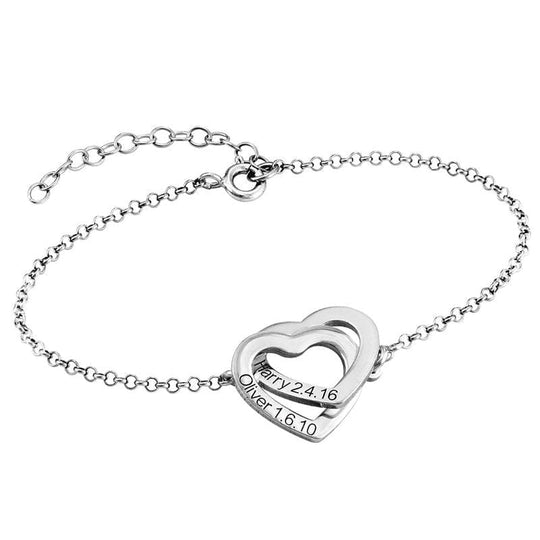 Interlocking Two Hearts Bracelet Adjustable Size Bracelet For Woman MelodyNecklace