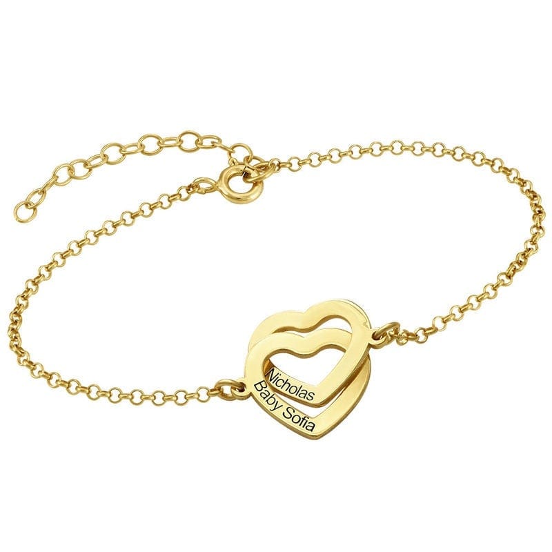 Interlocking Two Hearts Bracelet Adjustable Size Gold Plated Bracelet For Woman MelodyNecklace