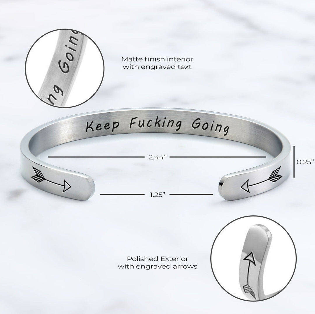 Keep Fucking Going Personalizable Cuff Bracelet Bracelet For Woman MelodyNecklace