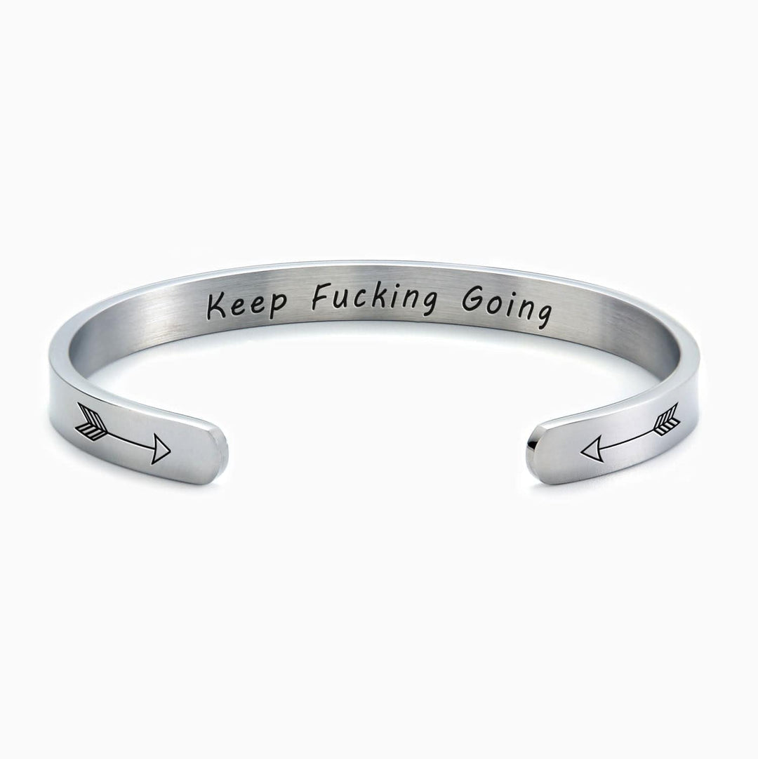 Keep Fucking Going Personalizable Cuff Bracelet Silver Bracelet For Woman MelodyNecklace