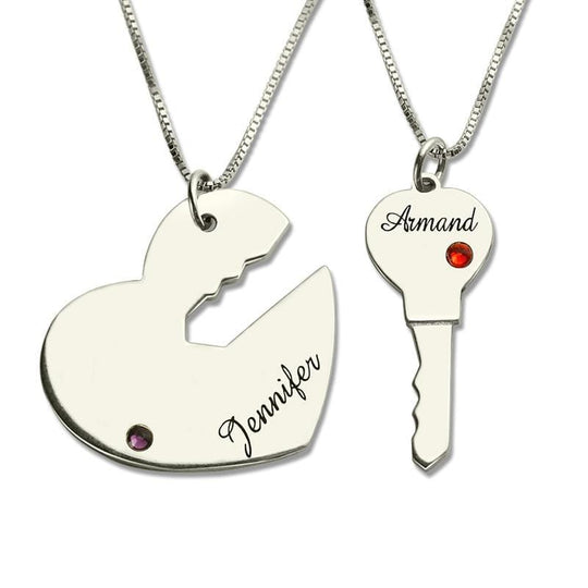 Key to My Heart Couple Necklaces Set of 2 Names Pendant ideaplus