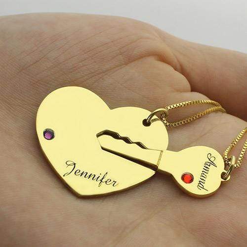 Key to My Heart Couple Necklaces Set of 2 Names Pendant ideaplus