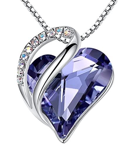 Leafael Infinity Love Heart Pendant Necklace with Birthstone Crystals for 12 Months, Jewelry Gifts for Women, Silver-Tone, 18"+2" 02b-February-Tanzanite Purple Pendant Necklaces Visit the Leafael Store