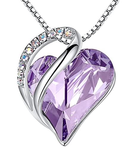 Leafael Infinity Love Heart Pendant Necklace with Birthstone Crystals for 12 Months, Jewelry Gifts for Women, Silver-Tone, 18"+2" 06-June-Alexandrite Light Purple Pendant Necklaces Visit the Leafael Store
