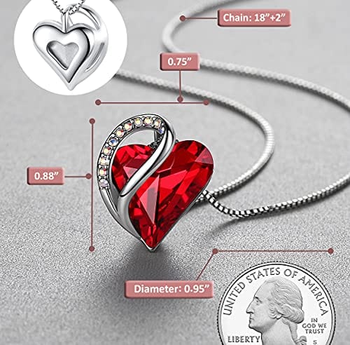 Leafael Infinity Love Heart Pendant Necklace with Birthstone Crystals for 12 Months, Jewelry Gifts for Women, Silver-Tone, 18"+2" Pendant Necklaces Visit the Leafael Store