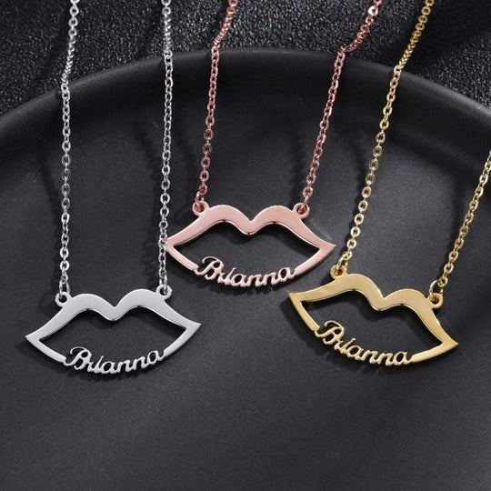 Lip Kiss Name Necklace Sparkling Necklace MelodyNecklace