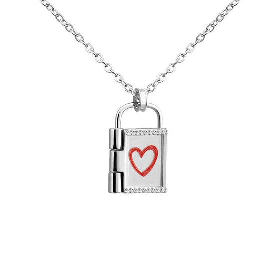 Lock Frame Necklace With personalized Photo and Engraving Silver Myron Necklace MelodyNecklace