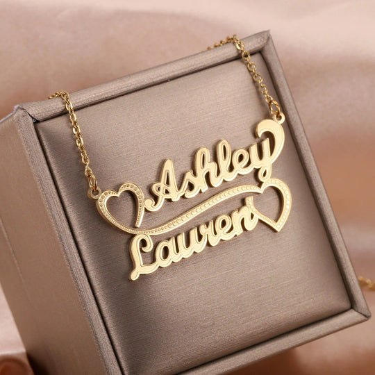 Love Couple Name Necklace Gold Quillingx