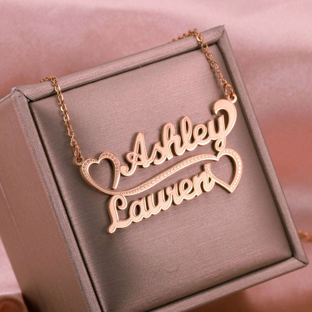 Love Couple Name Necklace Rose Gold Quillingx