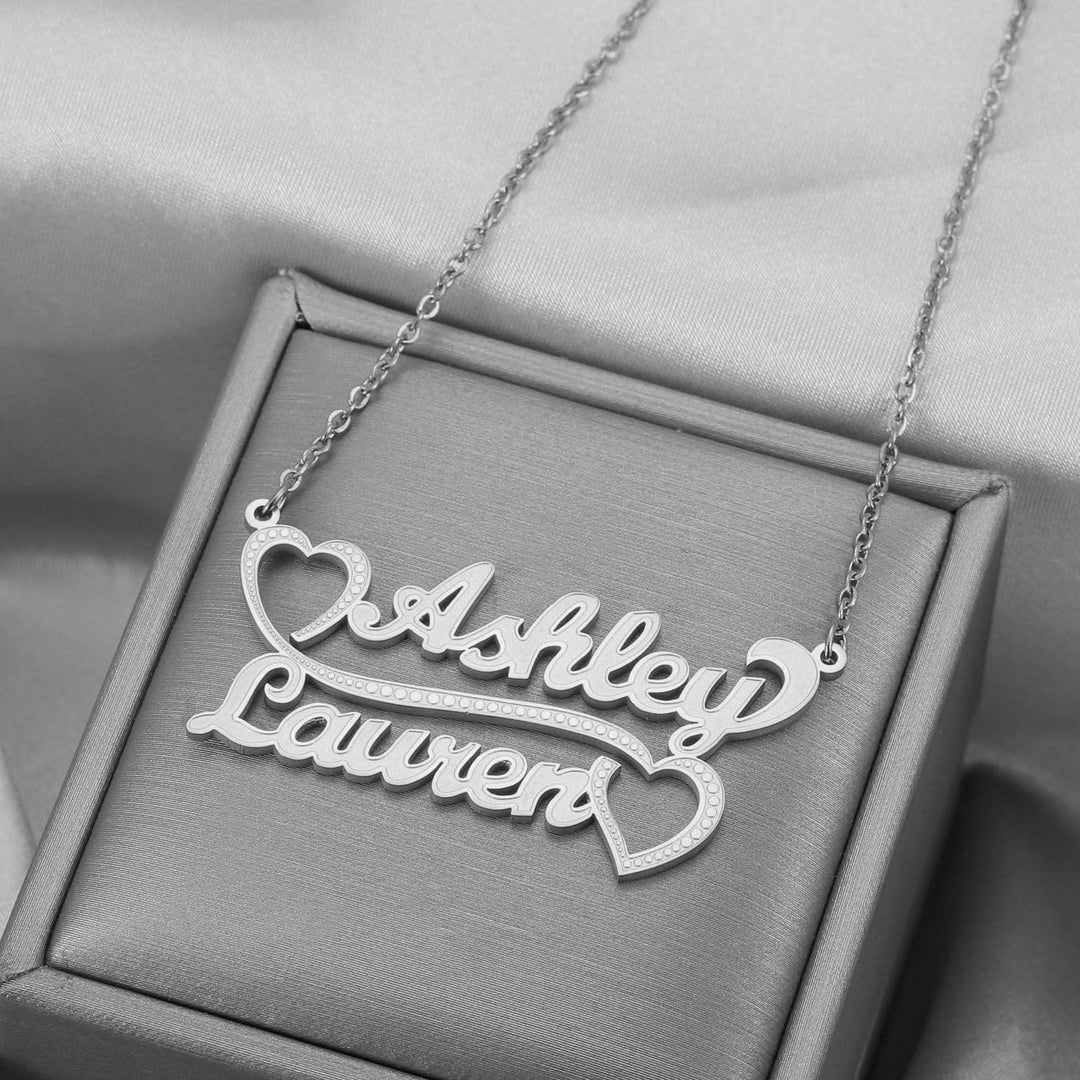Love Couple Name Necklace Silver Quillingx