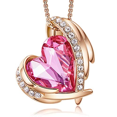 Love Heart Pendant Necklace Tone Crystals Birthstone A-Oct.-Rose Gold Pink Pendant Necklaces Visit the CDE Store
