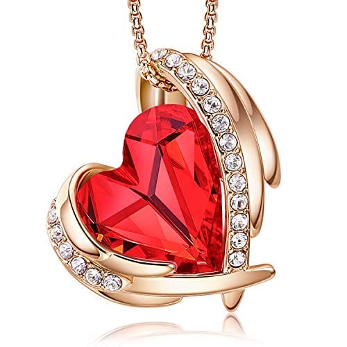 Love Heart Pendant Necklace Tone Crystals Birthstone B-Jan.&Jul.-Rose Gold Red Pendant Necklaces Visit the CDE Store