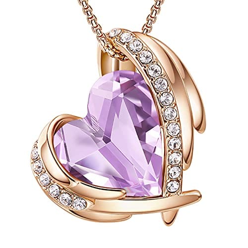 Love Heart Pendant Necklace Tone Crystals Birthstone N-Jun.-Rose Gold Lavender Pendant Necklaces Visit the CDE Store