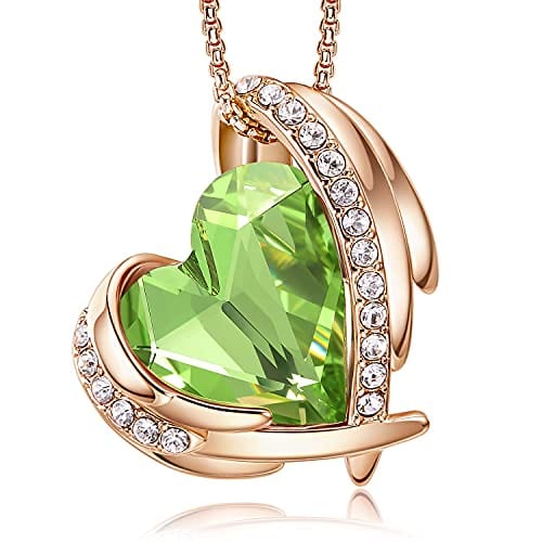 Love Heart Pendant Necklace Tone Crystals Birthstone P-Aug.-Rose Gold Olivine Pendant Necklaces Visit the CDE Store