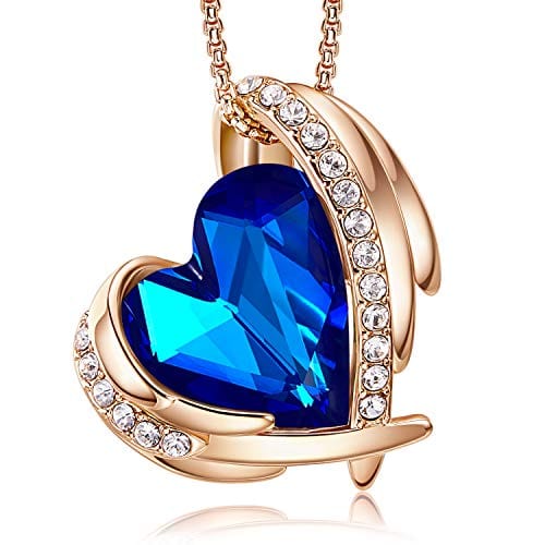 Love Heart Pendant Necklace Tone Crystals Birthstone R-Sep.-Rose Gold Royal Blue Pendant Necklaces Visit the CDE Store