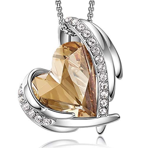 CDE Love Heart Pendant Necklaces for Women Silver Tone Rose Gold Tone Crystals Birthstone Mother's Day Valentine’s Day Jewelry Gifts for Women Birthday/Anniversary Day/Party U-Nov.-White Gold Yellow Pendant Necklaces Visit the CDE Store