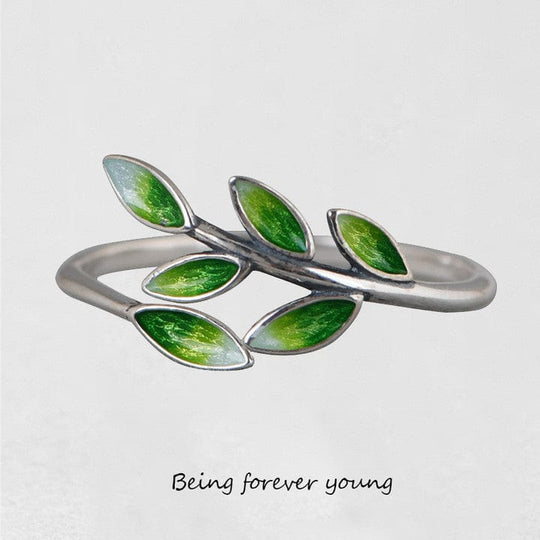 Love Style Ⅶ Dark Green Leaf Ring / Adjustable ( US 5.5-9 ) viennais