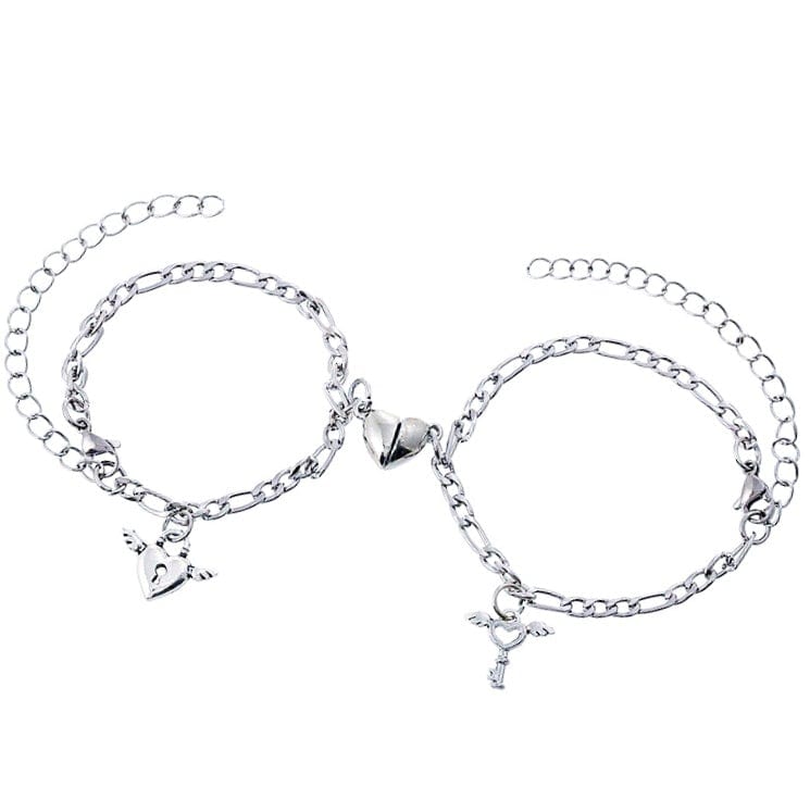Magnetic Heart Key and Lock Bracelet Set Valentine's Day Gift Couple Bracelet MelodyNecklace