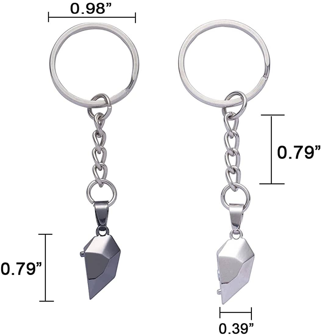 Magnetic Matching Keychains With Personalized Letter Silver Keychain minanecklace