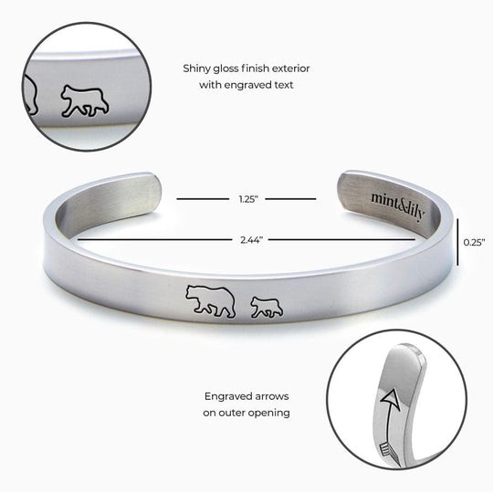 Mama Bear & Her Baby Bears Engraved Personalizable Cuff Bracelet Bracelet For Woman MelodyNecklace