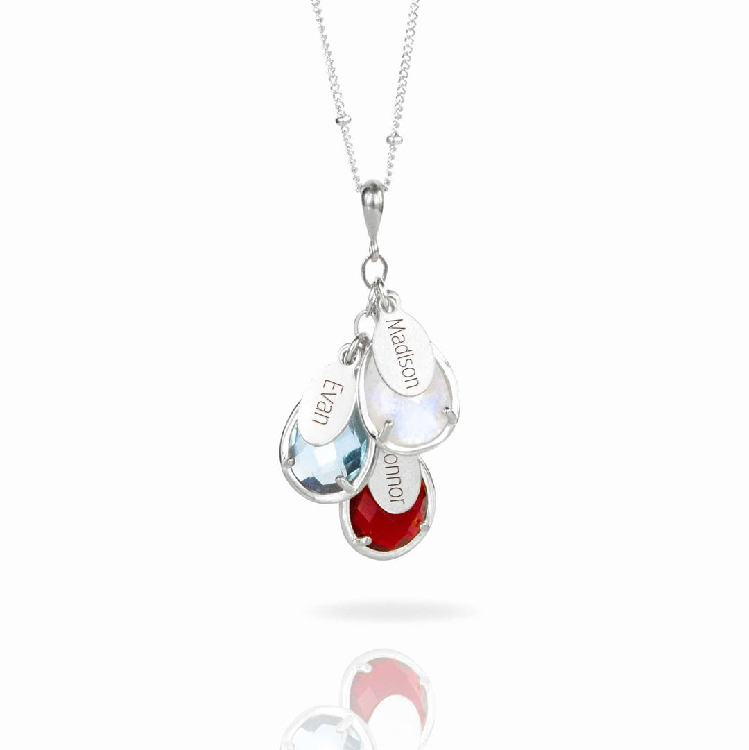 Melody Name and Birthstone Necklace For Women Silver Mom Necklace MelodyNecklace