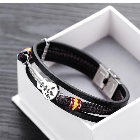 Men Leather Bracelet with Guitar Charm Music Bracelet Gifts for Him Bracelet For Man MelodyNecklace