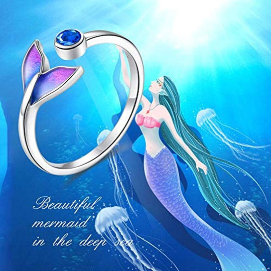 Mermaid Ring-Daughter of the Sea 925 Sterling Silver / Adjustable Ring MelodyNecklace