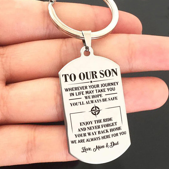 Mom & Dad To Son-Always Be Safe - Keychain Keychain MelodyNecklace