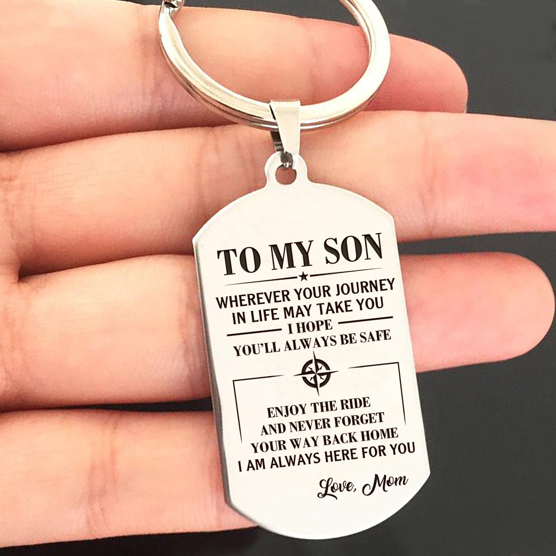 Mom To My Son-ALWAYS BE SAFE Keychain Keychain MelodyNecklace