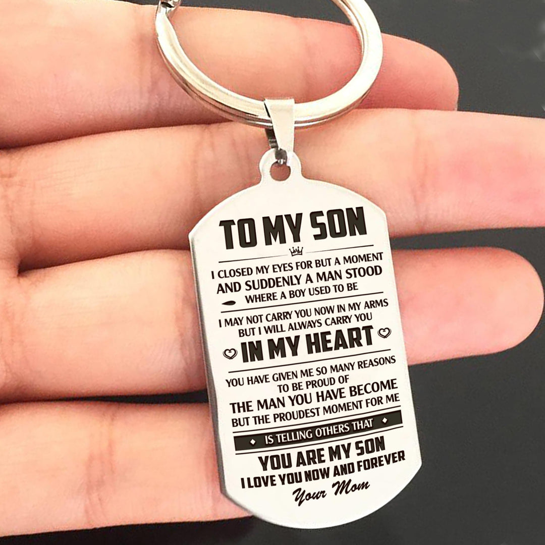 Mom To My Son-The Proudest Moment Keychain Keychain MelodyNecklace