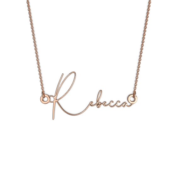 Monroe Name Necklace 18k Rose Gold Plated Necklace MelodyNecklace