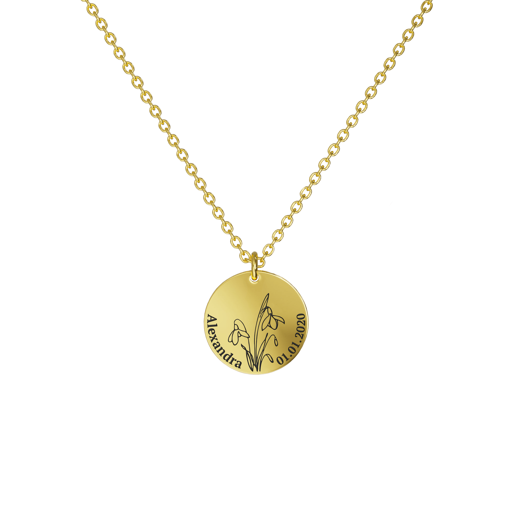 Mother's Day Gift Birth Flower Pendant Necklace 18K Gold Plated / Style 1 - Bold / January Necklace MelodyNecklace