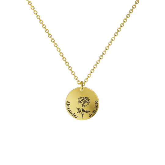 Mother's Day Gift Birth Flower Pendant Necklace 18K Gold Plated / Style 1 - Bold / June Necklace MelodyNecklace
