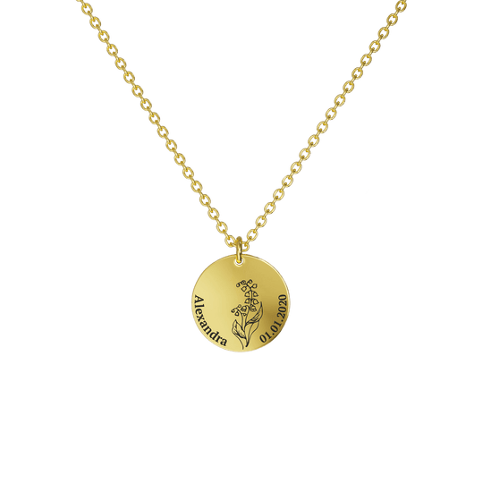 Mother's Day Gift Birth Flower Pendant Necklace 18K Gold Plated / Style 1 - Bold / May Necklace MelodyNecklace