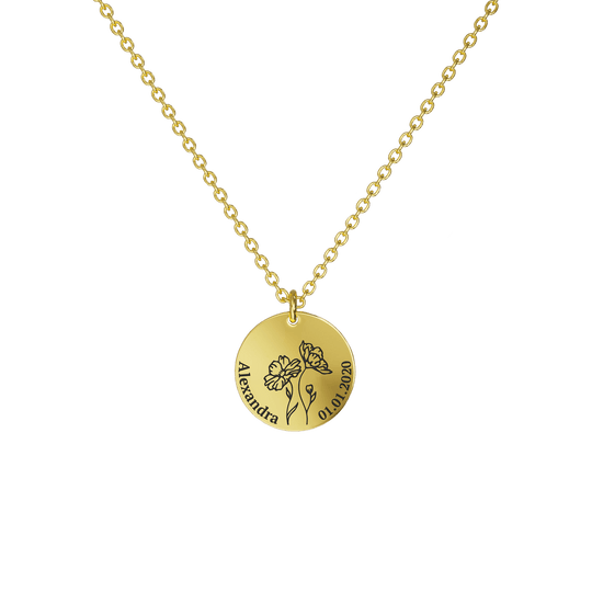 Mother's Day Gift Birth Flower Pendant Necklace 18K Gold Plated / Style 1 - Bold / October Necklace MelodyNecklace