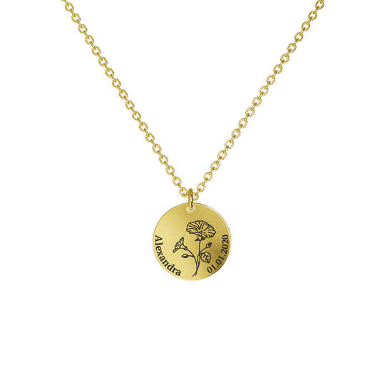 Mother's Day Gift Birth Flower Pendant Necklace 18K Gold Plated / Style 1 - Bold / September Necklace MelodyNecklace