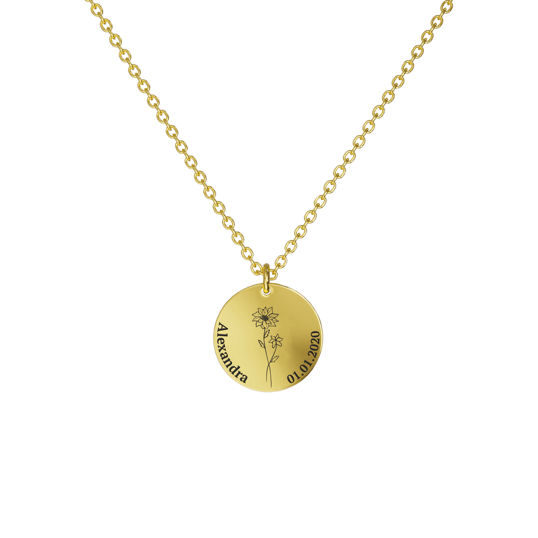 Mother's Day Gift Birth Flower Pendant Necklace 18K Gold Plated / Style 2 - Dainty / December Necklace MelodyNecklace