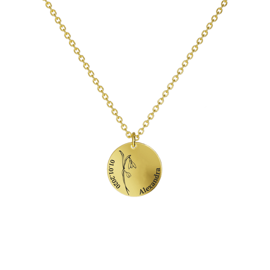 Mother's Day Gift Birth Flower Pendant Necklace 18K Gold Plated / Style 2 - Dainty / January Necklace MelodyNecklace