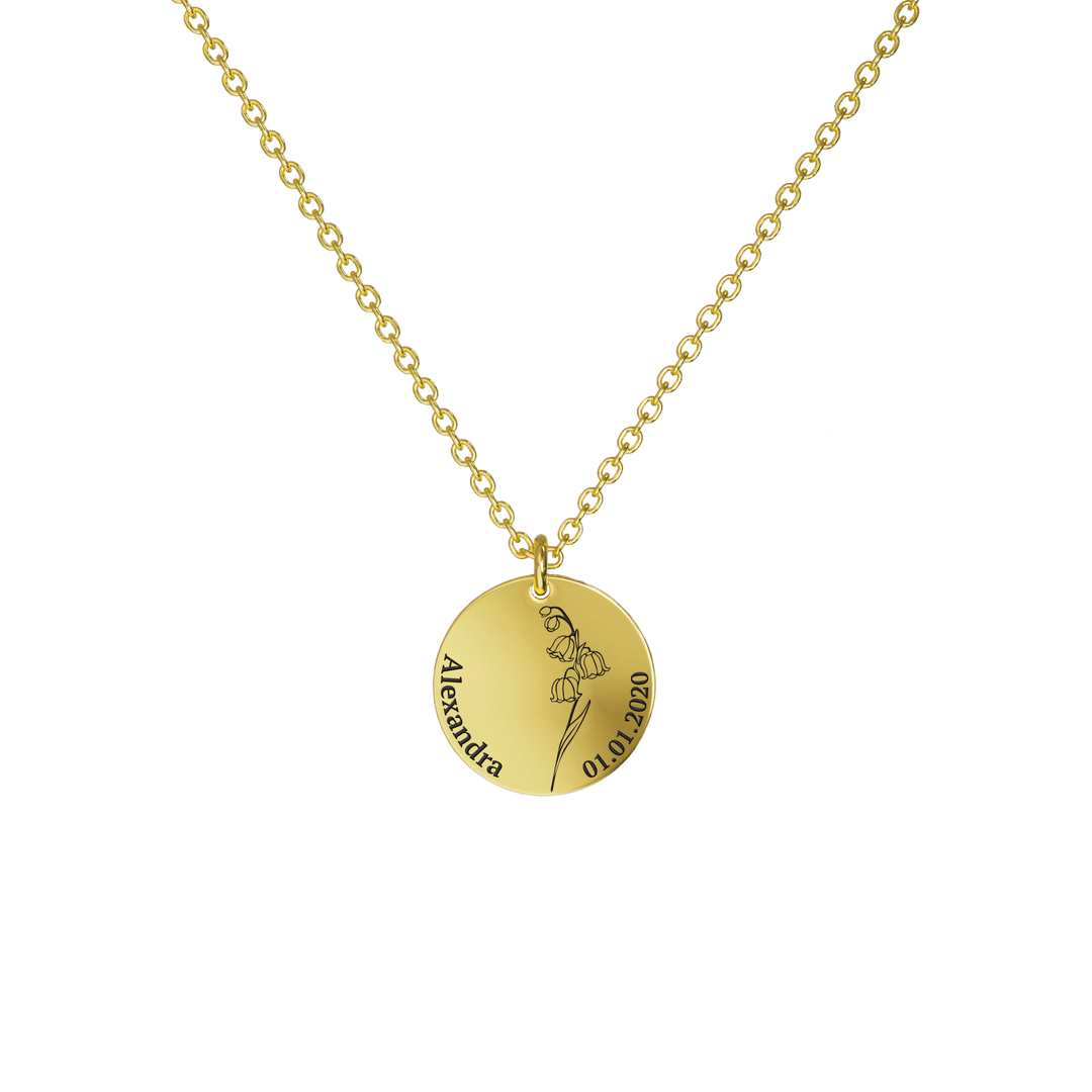 Mother's Day Gift Birth Flower Pendant Necklace 18K Gold Plated / Style 2 - Dainty / May Necklace MelodyNecklace