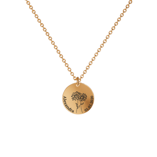 Mother's Day Gift Birth Flower Pendant Necklace 18K Rose Gold Plated / Style 1 - Bold / April Necklace MelodyNecklace