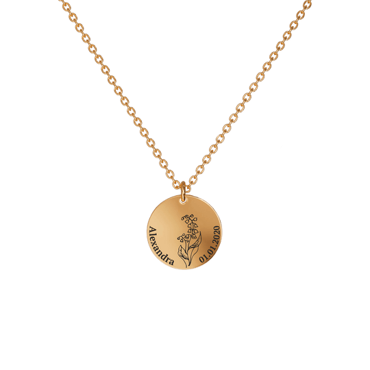 Mother's Day Gift Birth Flower Pendant Necklace 18K Rose Gold Plated / Style 1 - Bold / May Necklace MelodyNecklace