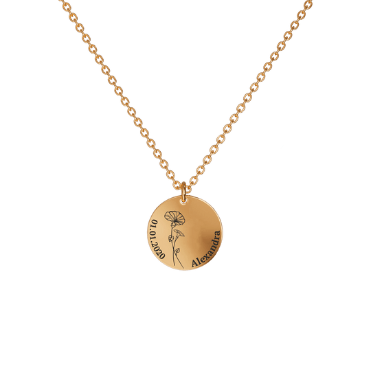 Mother's Day Gift Birth Flower Pendant Necklace 18K Rose Gold Plated / Style 2 - Dainty / September Necklace MelodyNecklace