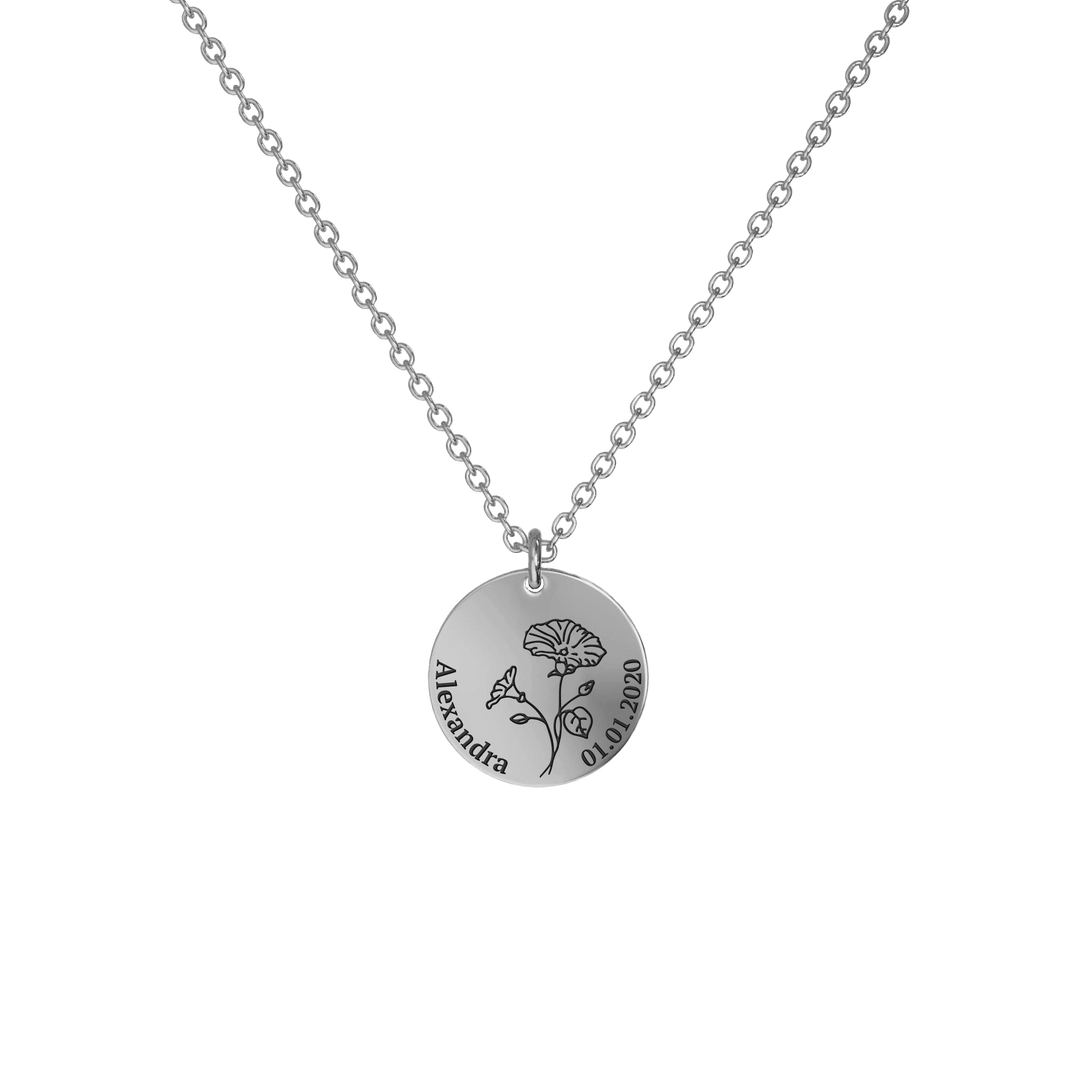 Mother's Day Gift Birth Flower Pendant Necklace Silver / Style 1 - Bold / September Necklace MelodyNecklace